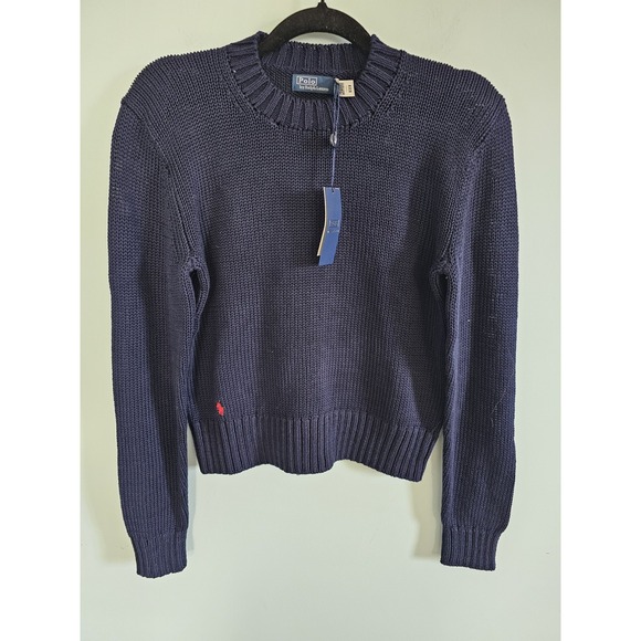 Ralph Lauren Other - NWT Polo Ralph Lauren Cotton Preppy  Shaker Stitch Navy Crewneck Sweater Size S